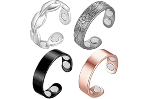 Cigmag 4PCS Copper Rings for Women, Pure Copper Magnetic Ring Strong Magnets, Adjustable with Present Box