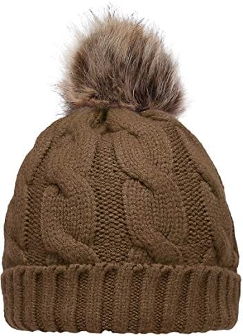 NEOSAN Women's Winter Ribbed Knit Faux Fur Pompoms Chunky Slouchy Beanie Hats