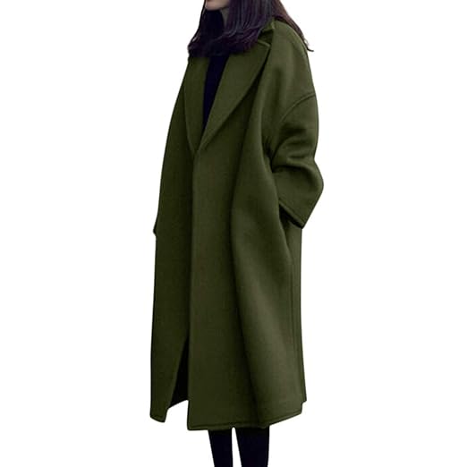 iHENGH Damen Herbst Winter Bequem Mantel Lässig Mode Jacke Frauen Womens Winter Revers Wollmantel Trench Jacket Langarm Mante
