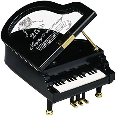 25th Anniversary Music Box Piano Musical Jewelry Box Ring Holder