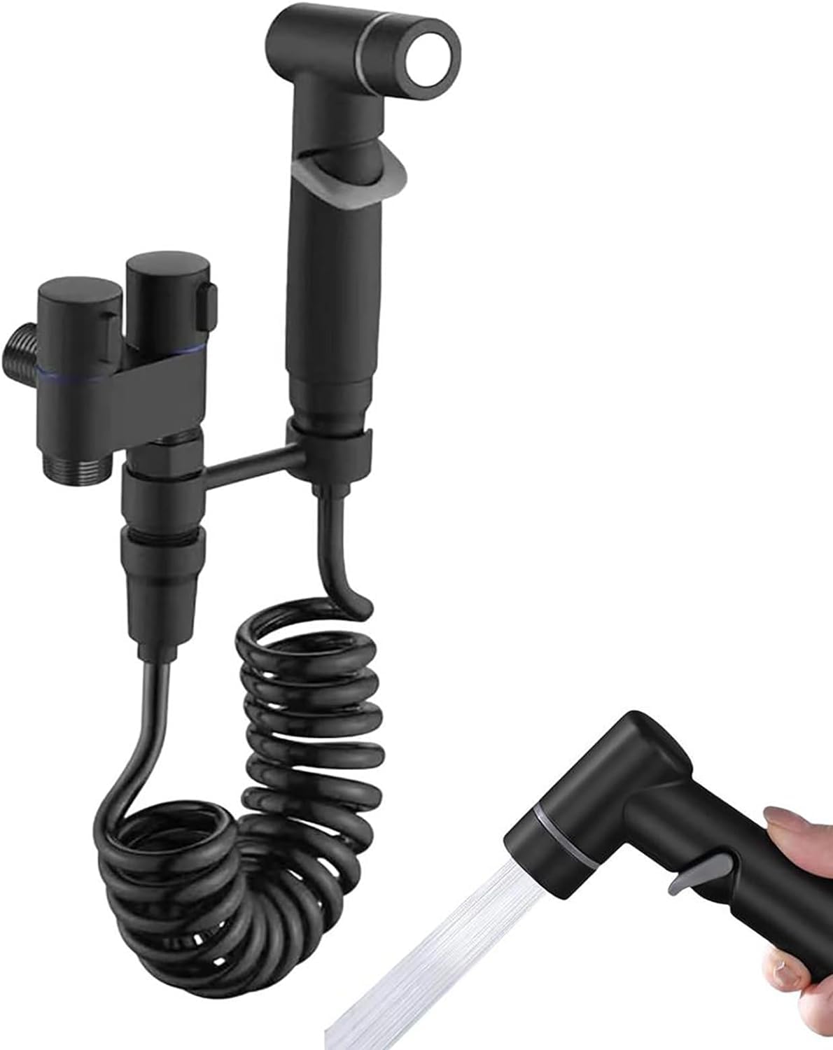 Photo 1 of 1-In-2-Out Dual Control Valve, Hand Held Bidet Sprayer for Toilet,Mini Toilet Faucet Sprayer Kit Butt Washer,Hand Shower Bidet