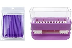 Dental Micro Applicator Dispenser Holder, YOUYA DENTAL Cotton Tip Brush Dispenser with 100pcs Disposable Applicator Brush Stick Large Capacity Microfiber Dispenser Dentist Tools-Purple