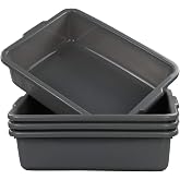 Eagrye 4-Pack Bus Tubs, Commercial Tote Box, Plastic Bus Box (13 L), Grey | BPA-Free Plastic, 13 L Capacity, Food Service Bus Utility Tub for Restaurant Kitchen Organization and Storage