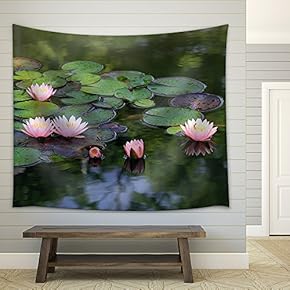 Beautiful Lotus Flower in The Pond - Fabric Wall Tapestry Home Decor - 51x60 inches