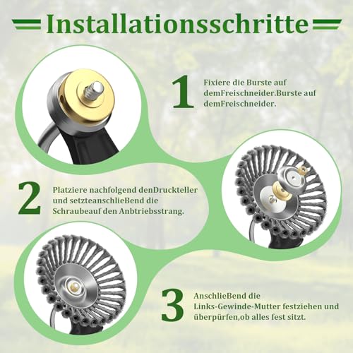 Professional Weed Brush Cutter, Universal Wild Herb Brush for Brush Cutters, 25.4 mm Bore, Wire Brush Cutter, Weed Brush for Brush Cutter with Weed Brush, Robust and Durable (8 Inches)