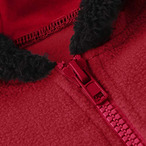 Pocciol Infant Toddler Baby Girls Boys Cartoon Ears Hoodie Romper Jumpsuit Winter Outerwear Coat 0-24 Months (Red, 6-12Months)