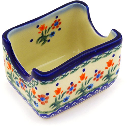 Polish Pottery Sugar Packet Holder 3-inch Spring Flowers