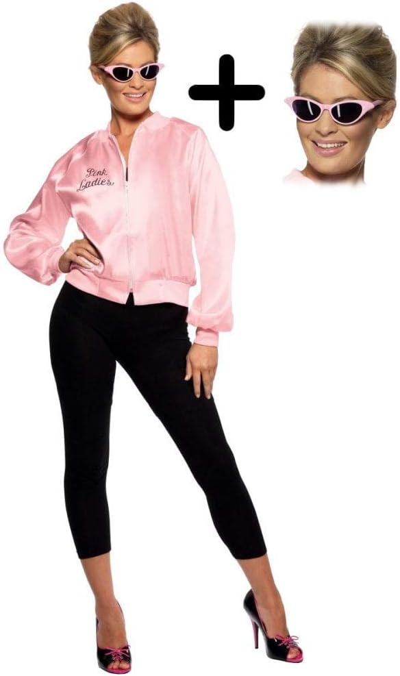 Pink Ladies Official Licensed Grease Jacket Large + Sunglasses, 16-18