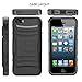 MINITURTLE Compatible with Apple iPhone SE, iPhone 5s, iPhone 5 Dual Layer Kickstand and Holster Black Case - American Flag Skull