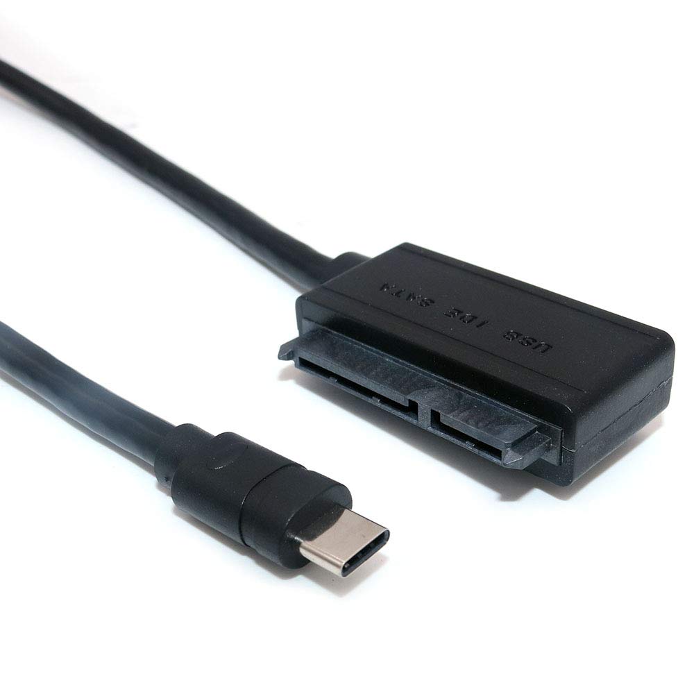 NUZAMAS Type-C USB to SATA SSD HardDisk Adapter, Connects to 2.5" Hard Drives, CD and DVD Driver, External Converter Cable with UASP Support, 50cm cable, Elbow Connection