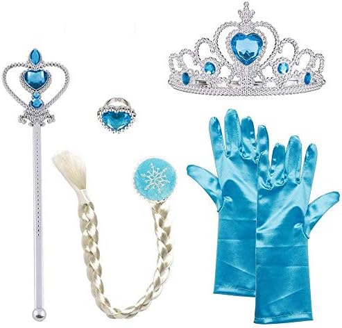 Yesyes Princess Dress Up Party Accessories Set Gloves Crown Wand Scepter Necklace, 5 Pieces