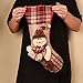 OurWarm Christmas Stockings, 3 Pcs 18 Inch Large Burlap Plaid Xmas Stockings with 3D Classic Snowflake Santa Snowman Reindeer Pattern Family Pack Stockings for Xmas Holiday Party Decorations
