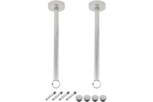 2 Pack Ceiling Mount Bracket, Stainless Steel Wardrobe Pipe Bracket Rod Holder Ceiling Holder, ULIFESTAR Shower Curtain Closet Wardrobe Rod Lever Support Holder Pipe Flange Socket (D*H)26*400mm/1*16''