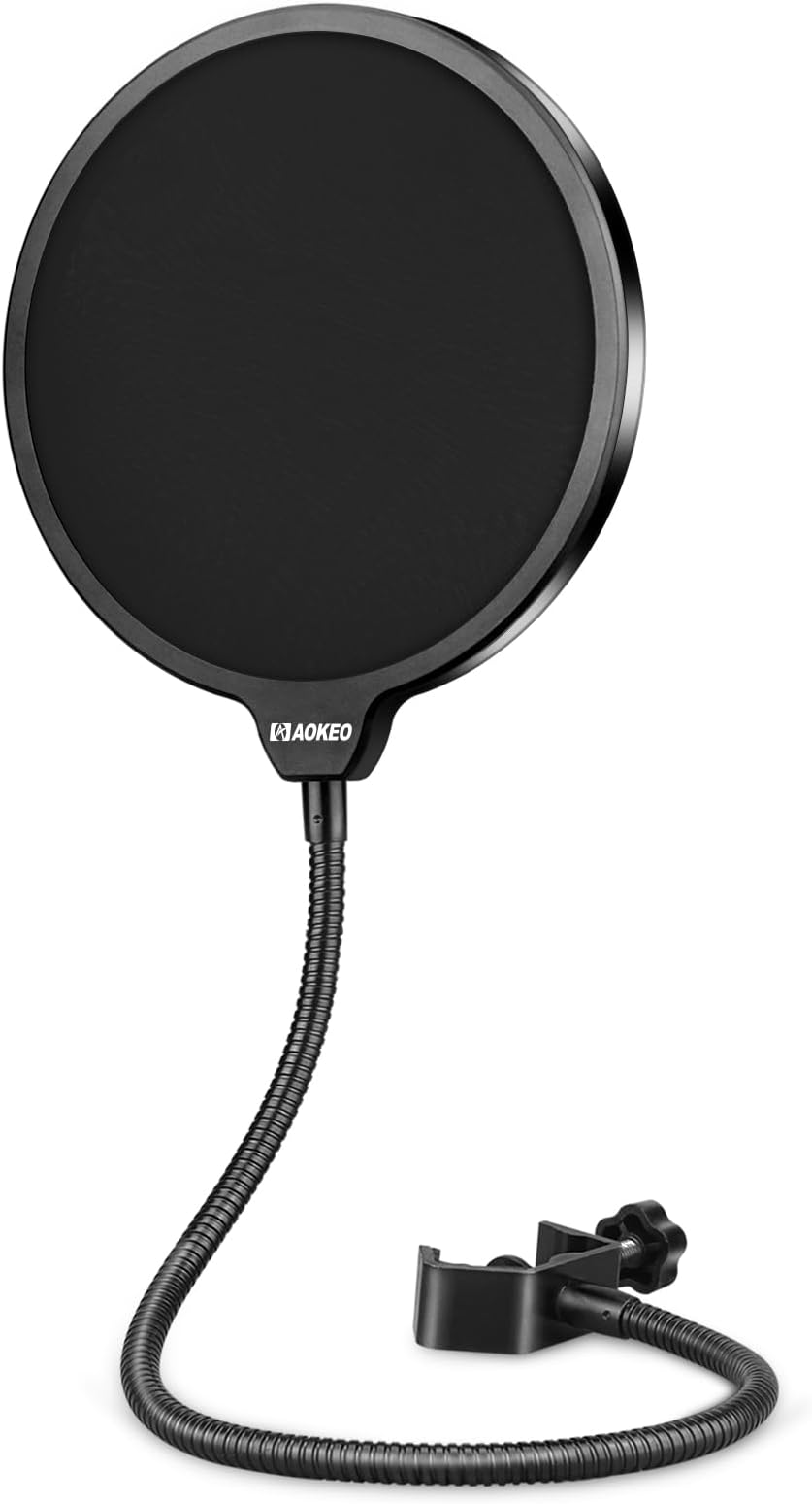 Aokeo Professional Microphone Pop Filter Dual Layer Gooseneck