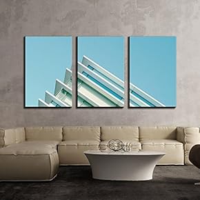 The Corner of Contemporary Architecture Under Blue Sky x3 Panels