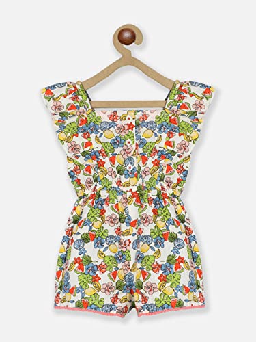 Nautinati Girls Printed Strap Sleeve Jumpsuit with Waist Tie Up | Rayon | Age 0-3 Years Multicolour 3