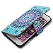 Bcov Case for iPhone 6s Plus/iPhone 6 Plus, Green Mandala DesignLeather Flip Wallet Case Cover with Card Slot Holder Kickstand for iPhone 6 Plus/6S Plus