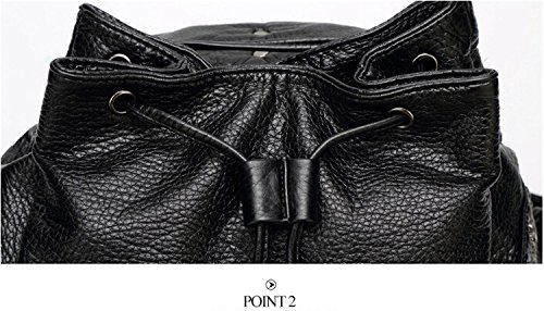 Women Black Backpack Washed