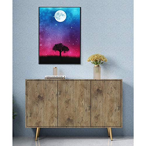 5D Diamond Painting Kits by Numbers for Adults and Beginners Bright Moon Tree Wall Art Round Full Drill DIY Starry Night Diamond Art,Perfect for Bedroom Livingroom and Home Wall Decor 13.8x17.7in