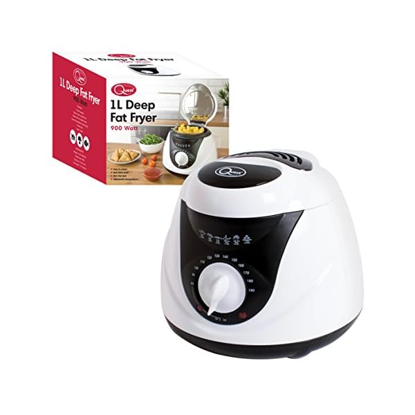 Quest 35150 1L Deep Fat Fryer / Non-Stick Basket With Removable Handle / 900 Watt / Easy Clean / Compact Design / White…