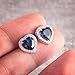 Caperci Sterling Silver Heart Blue Sapphire Stud Earrings for Women
