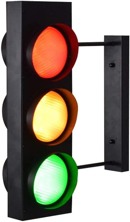 LifeX Industrial Traffic Light Warning Wall Light Cafe Bar Double-Sided Sconce 6-Lights Glass Lampshade Wall Lamp Personality LED Patch Wall Lighting Wrought Iron Wall Light