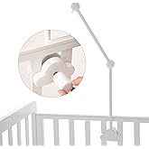 OESSUF Baby Crib Mobile Arm, 24 Inch Wood Hanger, White Cloud Design, Nursery Mobile Holder for Cot Bed (White)