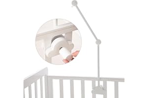 OESSUF Baby Crib Mobile Arm, 24 Inch Wood Hanger, White Cloud Design, Nursery Mobile Holder for Cot Bed (White)