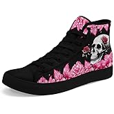 coolcustomize Skull High Tops Canvas Shoes for Men Women Classic Lace Up Gothic Fashion Sneaker Street Casual Canvas Sneakers