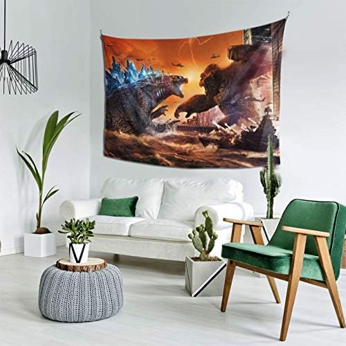 Colorful mandala tapestry hanging on a wall above a bed.