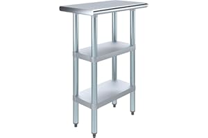 AmGood Stainless Steel Work Table with 2 Shelves | NSF | Metal Utility Table (24" Long x 14" Deep)