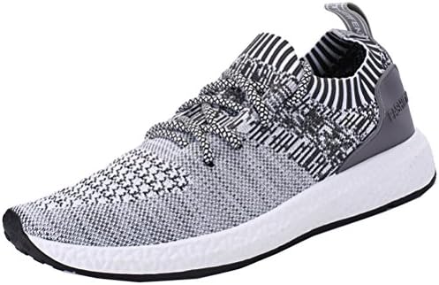 ROMENSI Men's Knit Lightweight Running Shoes Soft Sole Casual Athletic Tennis Walking Sneakers LightGray US12