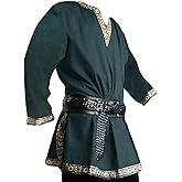 Gafeng Mens Medieval Costume Renaissance Pirate Halloween Viking Tunic Knight Cosplay Warrior LARP Shirts
