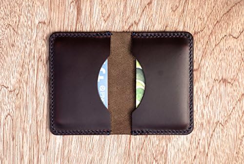 Leather Card Wallet, Chromexcel Leather Card Holder, Horween Leather Slim Wallet, Minimalistic Leather Wallet, Burgundy Chromexcel Bifold