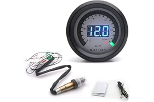GoolRC Digital Air Fuel Ratio Gauge Kit 12V 2 in 1 Meter 52MM Narrowband Car Volmeter with O2 Oxygen Sensor Car Modification 