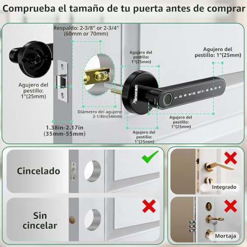 Xenocam Fingerprint Smart Door Lock with Keypad Handle for Home Apartment Office Front Door Bedroom Keyless Entry Door Lock