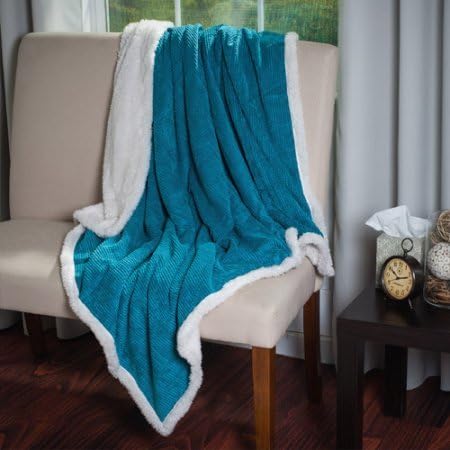 Somerset Home Plush Corduroy Sherpa Throw Blanket (Blue)