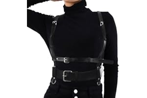 BODIY Punk Women Waist Belts PU Leather Fashion Body Chain Belt Circle Rave Halloween Accessories Belt Adjustable Gothic