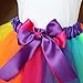 Toycost Layered Rainbow Tutu Skirt Costumes Set with Hair Bows Clips and Satin Sash for Girls Birthday Party Dress up