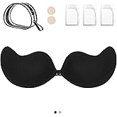 Adhesive Bra,Invisible Sticky Strapless Push-Up Bra, Reusable Silicone Nipple Covers for Backless Dress