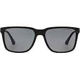 Emporio Armani EA4047 Sunglasses, Rubber Black/Grey Polarized, 56 mm