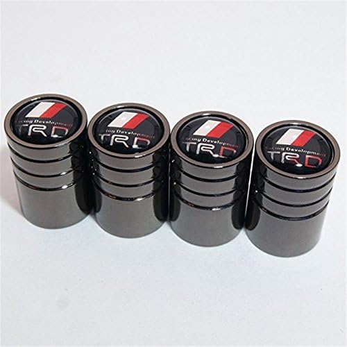 guoyuanzed Toyota TRD Logo Emblem Auto Car Wheel Tire Air Valve Caps Stem Dust Cover Accessories Decoration Birthday Gift (Black Chrome)