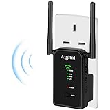Aigital WiFi Range Extender, WiFi Booster Wireless Router Access Point Signal Amplifier Wi-Fi Hotspot Mini Router AP Repeater Mode with 2 External Antennas (300Mbps 2.4GHz) - Black