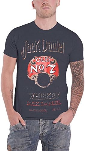 Jack Daniels T Shirt Old No 7 Ad Distressed Logo Official Mens Grey