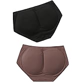 WDIRARA Women's 2 Piece High Waist Hip Pad Shapewear Panty Butt Lifter Tummy Control Underwear