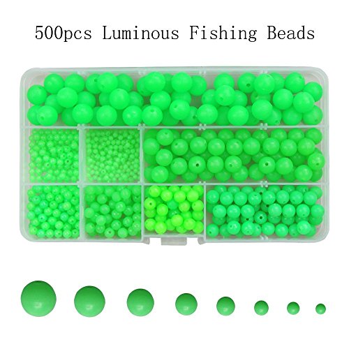 SCJ 500pcs/box size Luminous Fishing Beads Hard Plastic Round/Oval Shaped Fishing Bead Eggs Assortment Fishing Lures Line Tackle Tools Floats Set