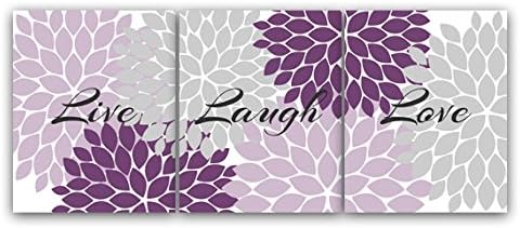 UNFRAMED PRINTS (CHOOSE YOUR SIZES) - Home Decor Wall Art Live Laugh Love Purple Flower Burst Art Bathroom Decor Purple Grey Bedroom Decor - HOME70