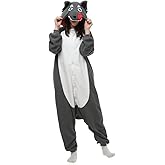 KIANMACAR Adult Wolf Onesie Cosplay Costume Pajamas Halloween Sleepwear
