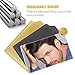 2Packs Unbreakable Stainless Steel Makeup Mirrors,Vanity Mirror small for Purse Handbag Travel, Cosmetic Rectangular Handheld Compact Pocket Mirror Tiny Wallet Mirror Plate for Makeup, Black and Gold