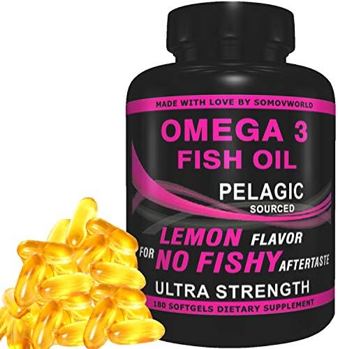 Omega 3 Fish Oil Supplement - Fatty Acids - Best Burpless Pills, 2160mg - Ultra High Potency, 180 Softgels for Men and Women
